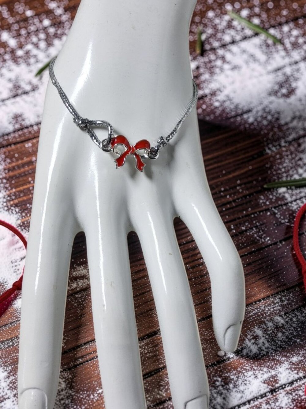 Avon "Tis the Season" 3 Bracelet Set~ Red ~ Textile Cord with Silver-tone Allo